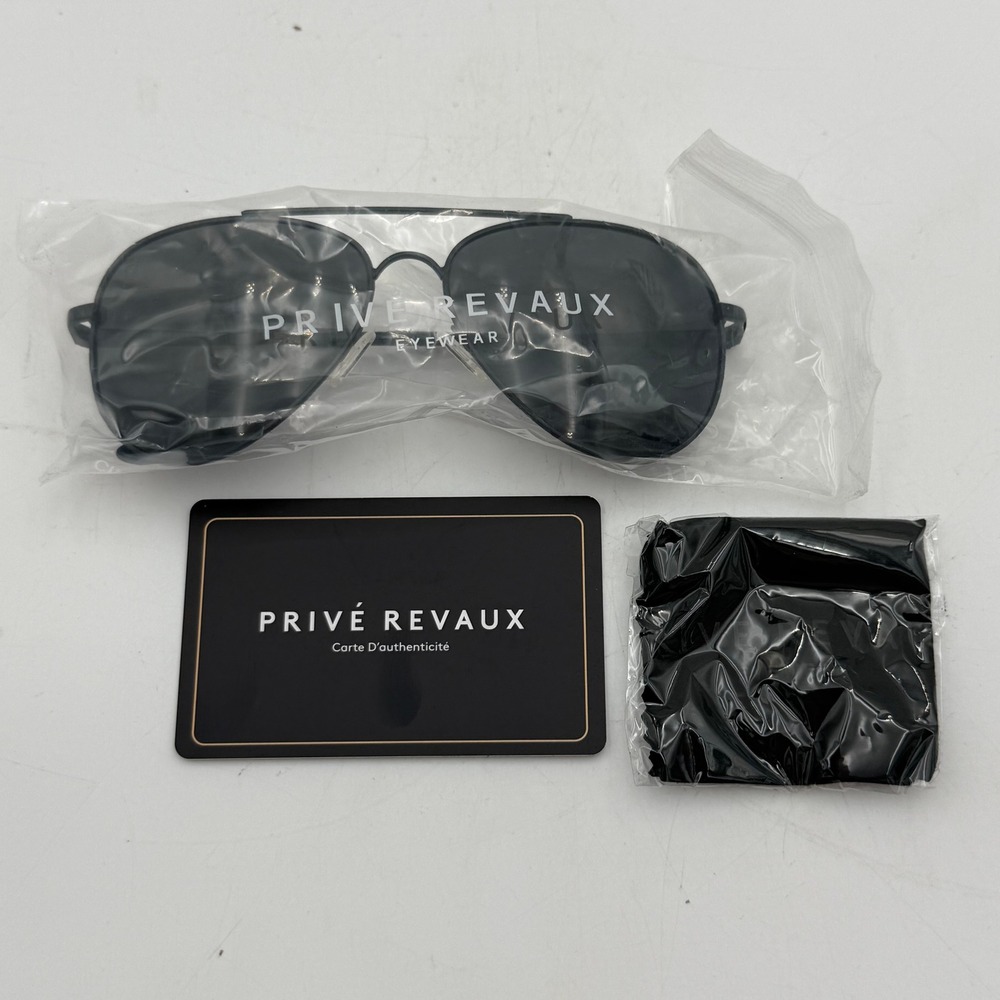 Prive Revaux Black Aviator Sunglasses with Collapsible Case & Authenticity Card